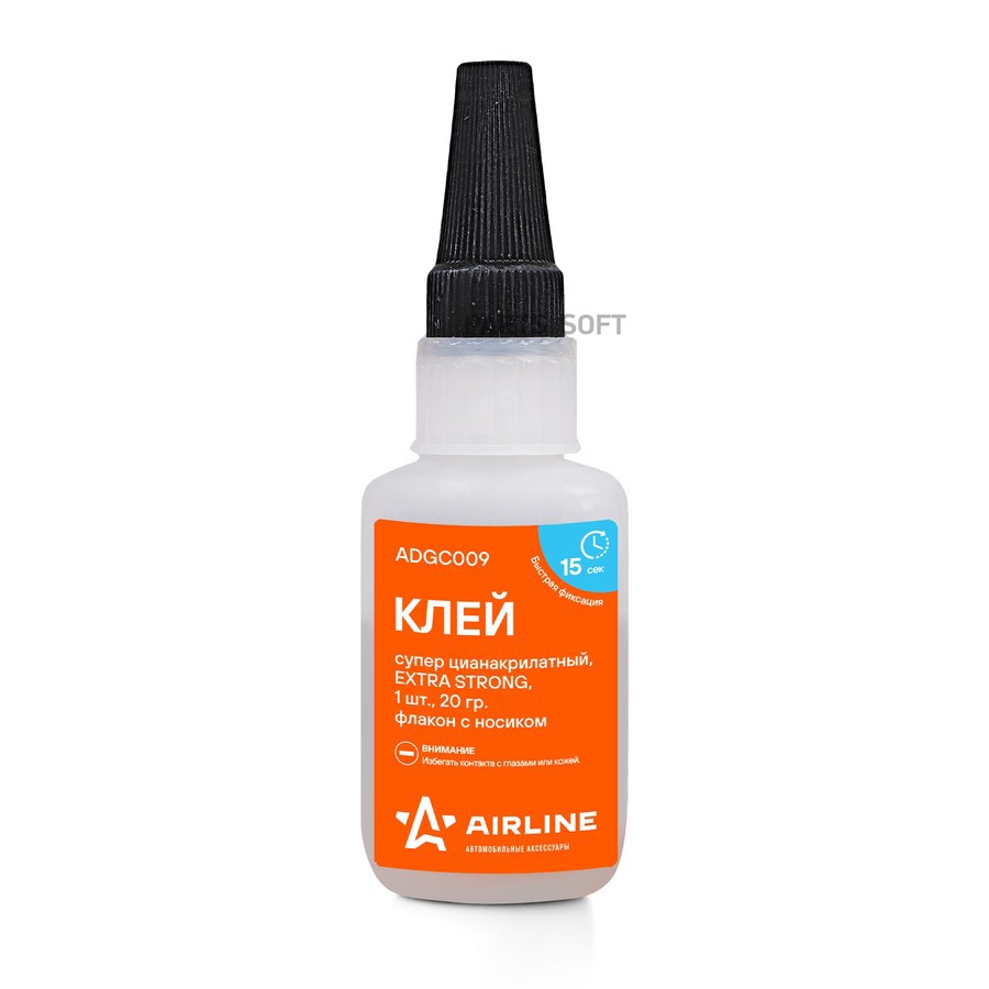 Клей супер EXTRA STRONG AIRLINE 20 г цианакрилатный, флакон с носиком - AIRLINE None None